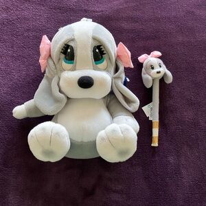 Gray and Pink Dog Plush Toy Set
